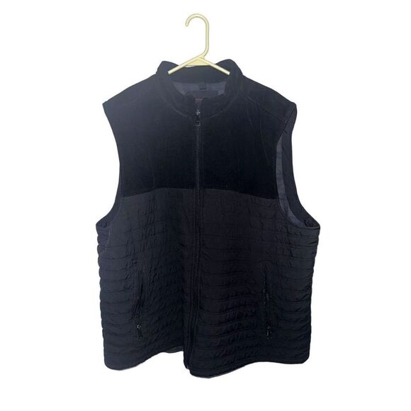 Untuckit Vest Black Full Zip Quilted Corduroy Men’s‎ Size 3XL Pockets - Picture 1 of 8